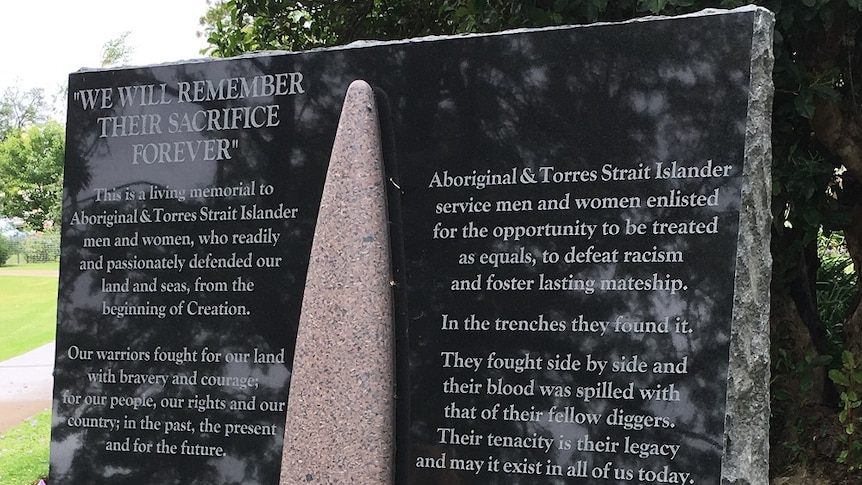 A war memorial headed 'We will remember their service forever' features 5 paragraphs about Indigenous service.