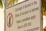 'No alcohol allowed' sign outside Aurukun Indigenous community, in far north Qld in January 2007.
