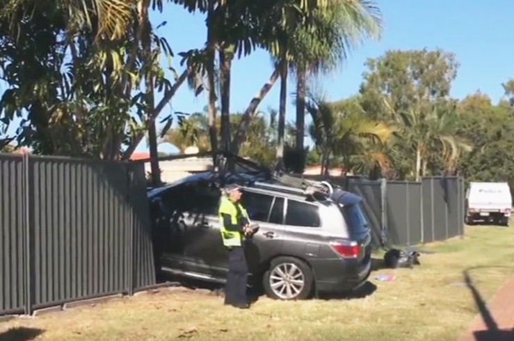 Wreck of car driven by Dean Mercer crashed into a fence on Queensland's Gold Coast