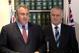 LtoR Opposition treasury spokesman Joe Hockey and Opposition Leader Malcolm Turnbull