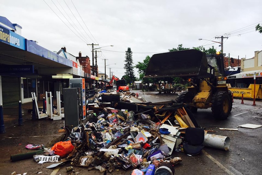 Flood aftermath and debris in Lismore