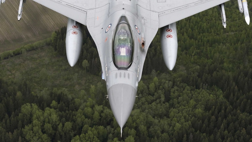 A Norwegian Air Force F-16 fighter plane