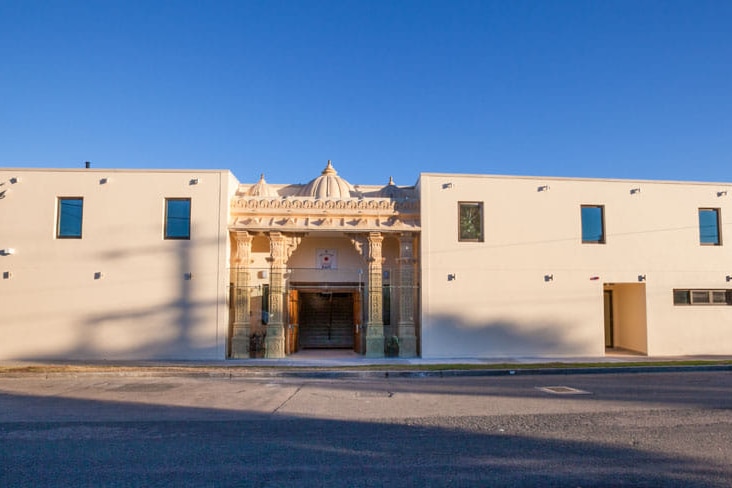 The outside of a hindu temple.