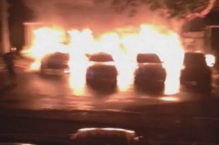 Four cars engulfed with flames at Bellevue Hill.