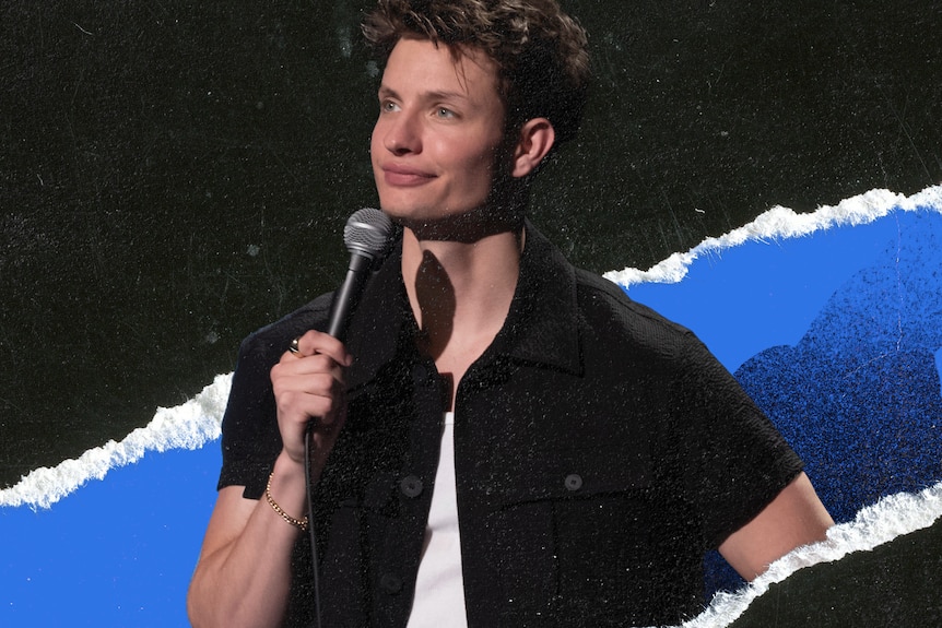 US comedian Matt Rife on-stage in Netflix stand-up special Natural Selection.