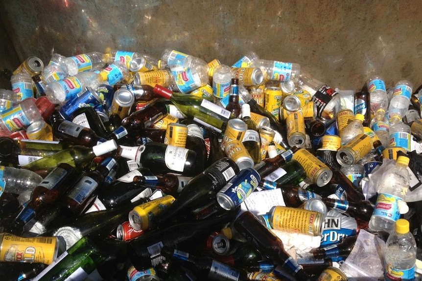 Bottles and cans for recycling
