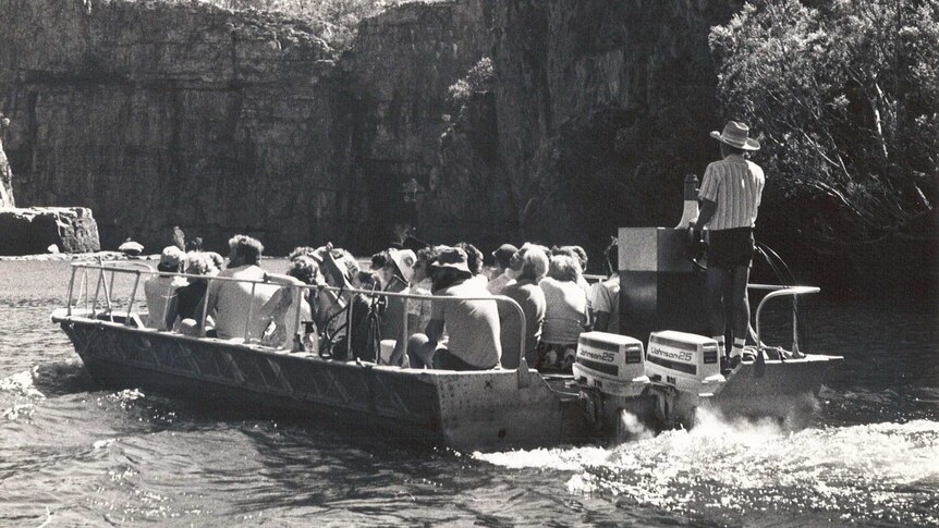 People in a boat in Katherine Gorge