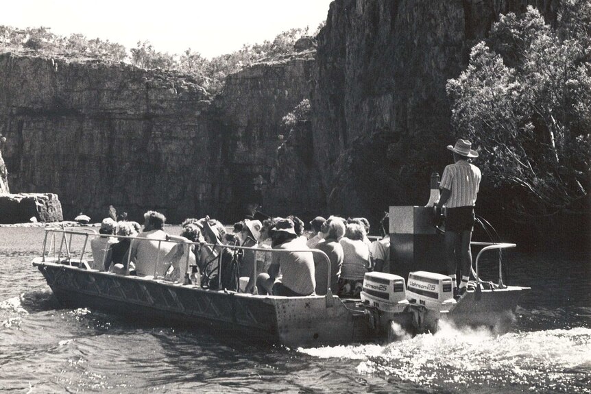 People in a boat in Katherine Gorge