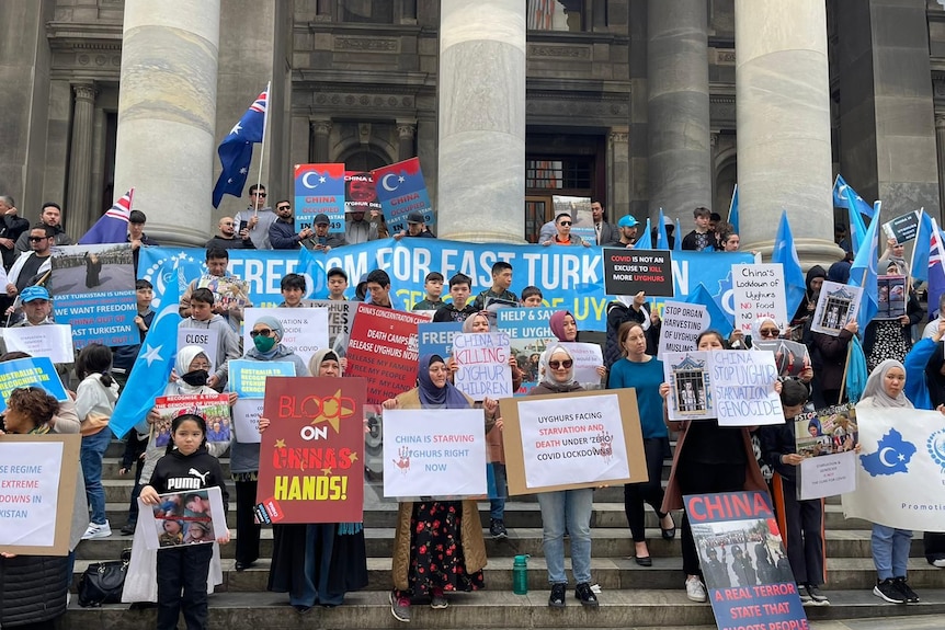 protesters in front of SA parliament 