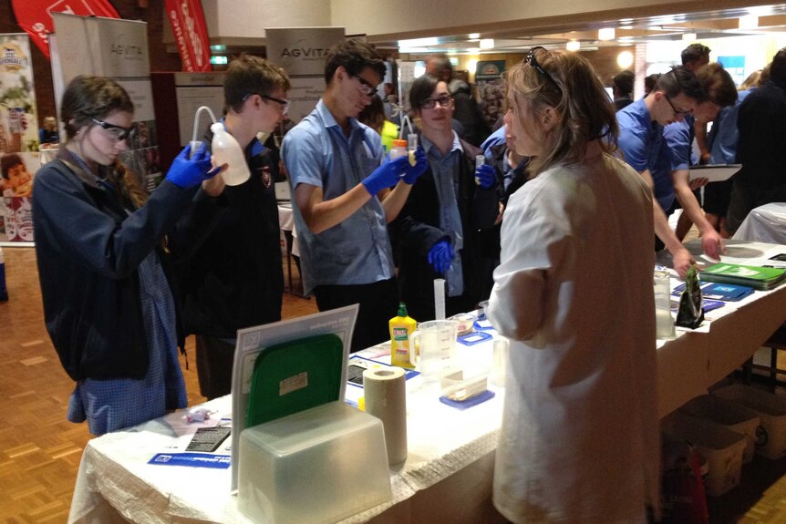 Students shown the modern aspects the dairy industry at the Burnie DairyTas expo.