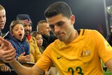 Socceroos midfielder Tom Rogic thanks fans in Adelaide after win over Saudi Arabia
