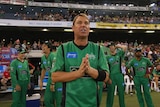 Shane Warne prepares to lead the Melbourne Stars in their Big Bash game against the Renegades.