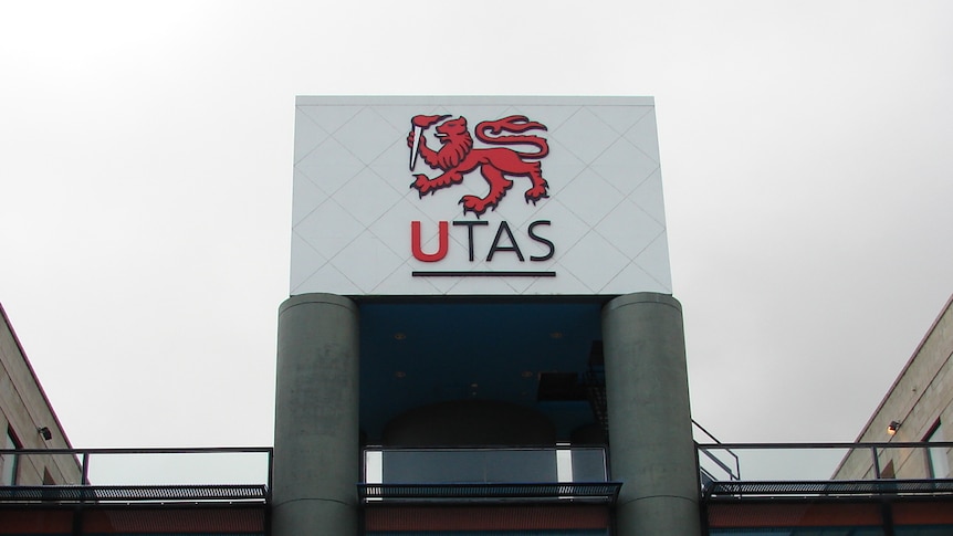 University of Tasmania Logo on building