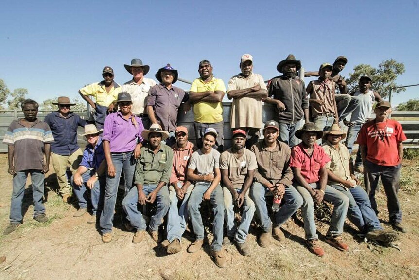 A group shot of staff from the East Kimberley Cattle Company, Noonkanbah Station and Lamboo Station.