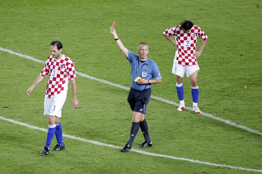 Josip Simunic is sent off for Croatia against Australia at the 2006 World Cup