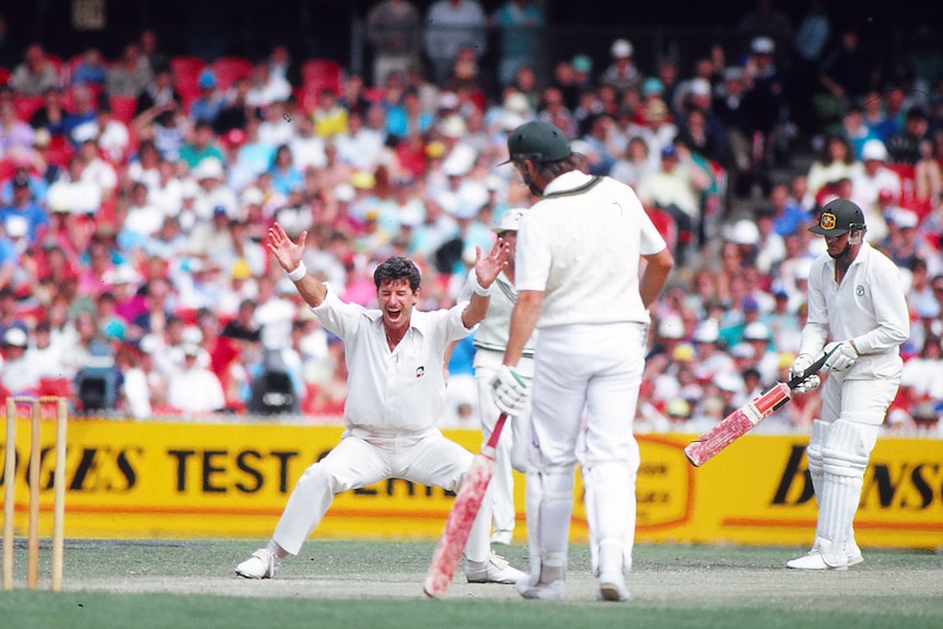 Richard Hadlee celebrates a wicket