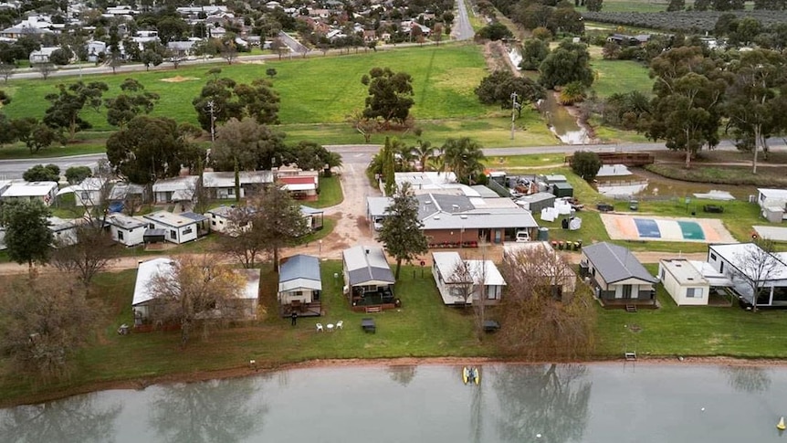 A holiday park by a lake