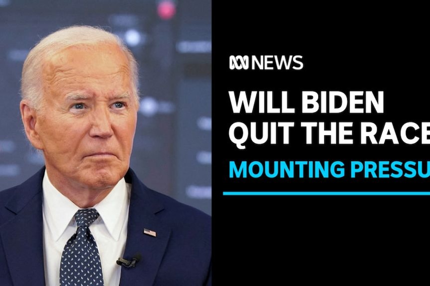 Will Biden Quit the Race? Mounting: Joe Biden looks off-camera with a neutral expression.