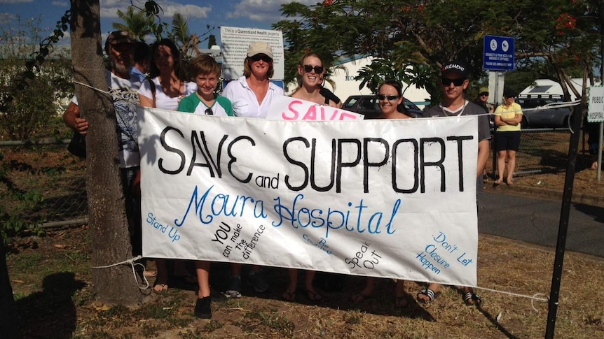 Moura residents protest against planned changes to medical services in the town on January 17.