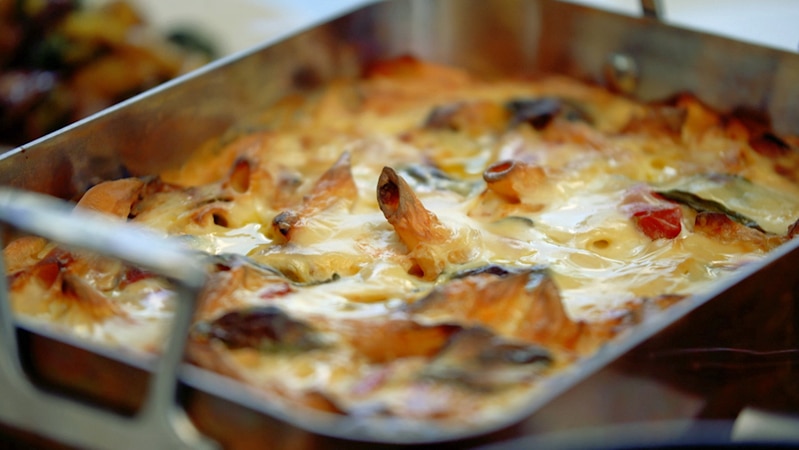 Baked pasta in dish