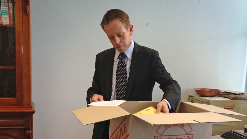 ACT Greens MLA Shane Rattenbury moving from his speaker's office to his ministerial office.