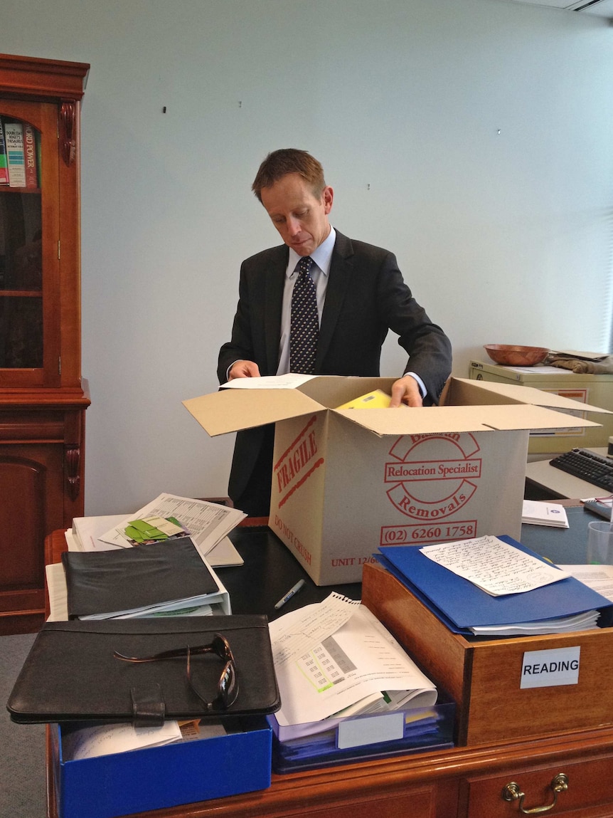ACT Greens MLA Shane Rattenbury moving from his speaker's office to his ministerial office.