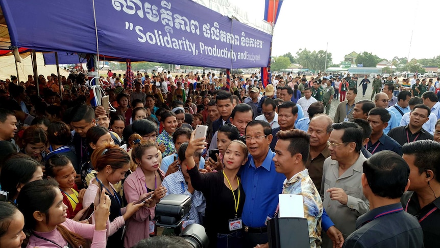 Hun Sen at a rally