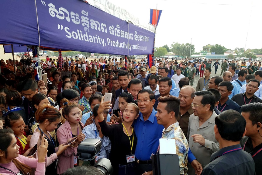 Hun Sen at a rally