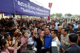 Hun Sen in a crowd.