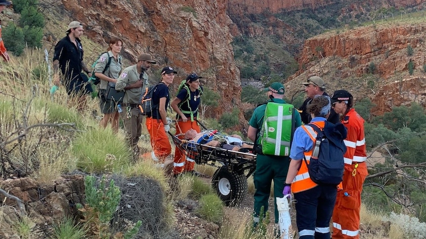 Retrieval of heart attack patient at Ormiston Gorge.