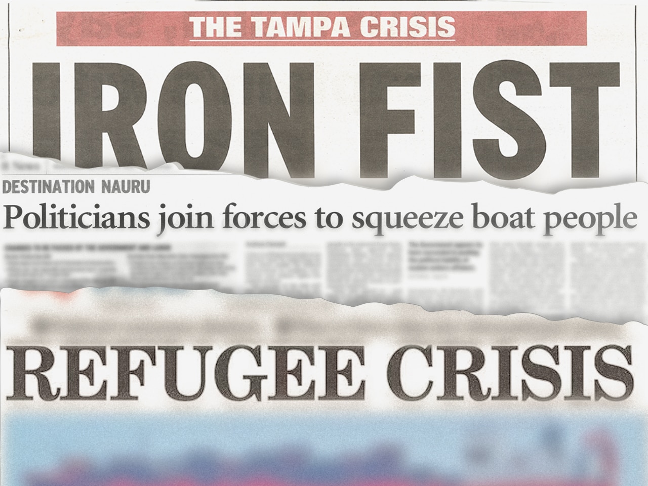 A composite image of newspaper headlines from 2001, including 