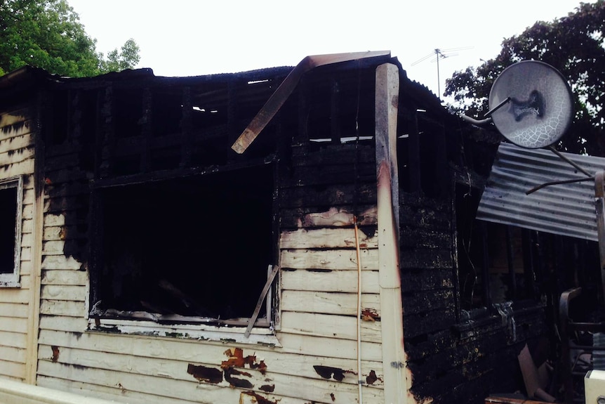 A burnt out section of a home at Granville, in Sydney's west.