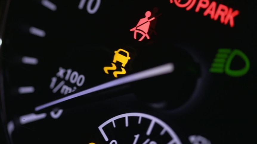 Lights on a car dashboard