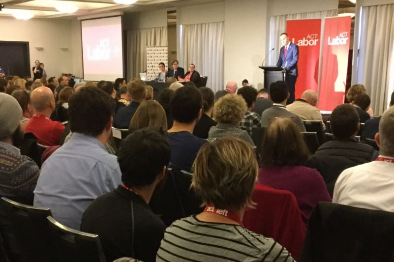 Chief Minister Andrew Barr addresses the ACT Labor conference today.