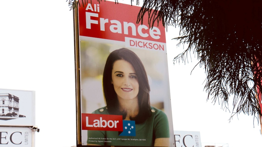 A corflute for Labor candidate Ali France.