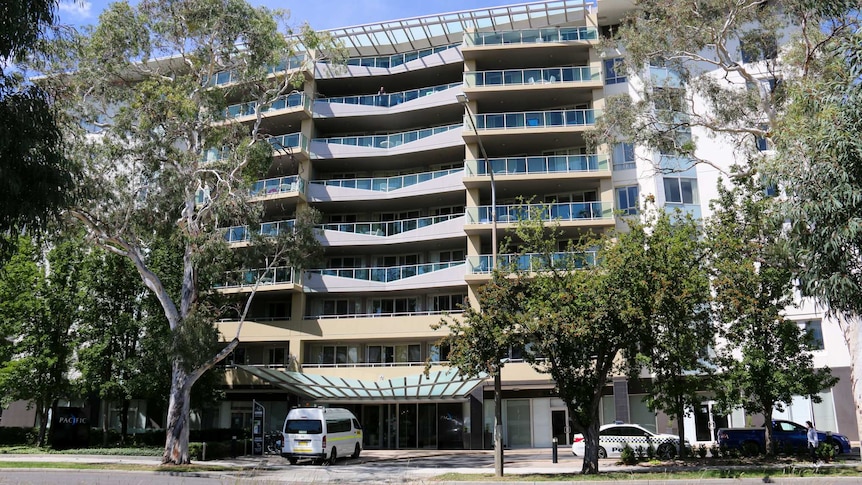 A hotel apartment building