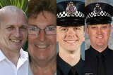 Four police officers who were killed in a highway crash in Melbourne.