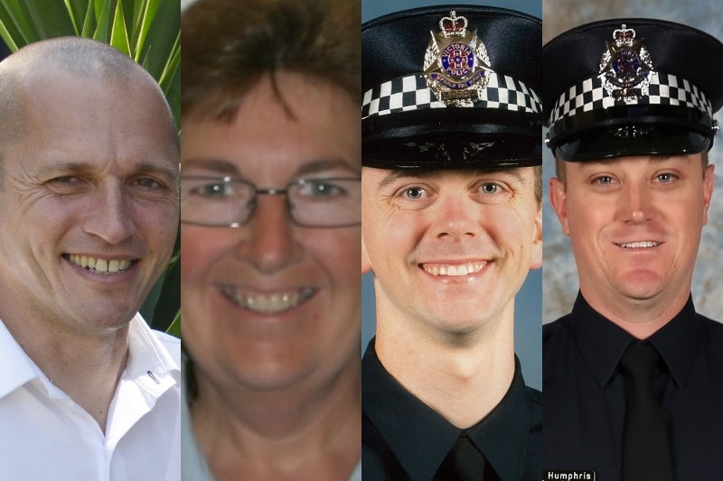 Four police officers who were killed in a highway crash in Melbourne.