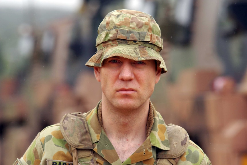 A head and shoulder shot of Lieutenant Marius Basanovic in his Army fatigues.