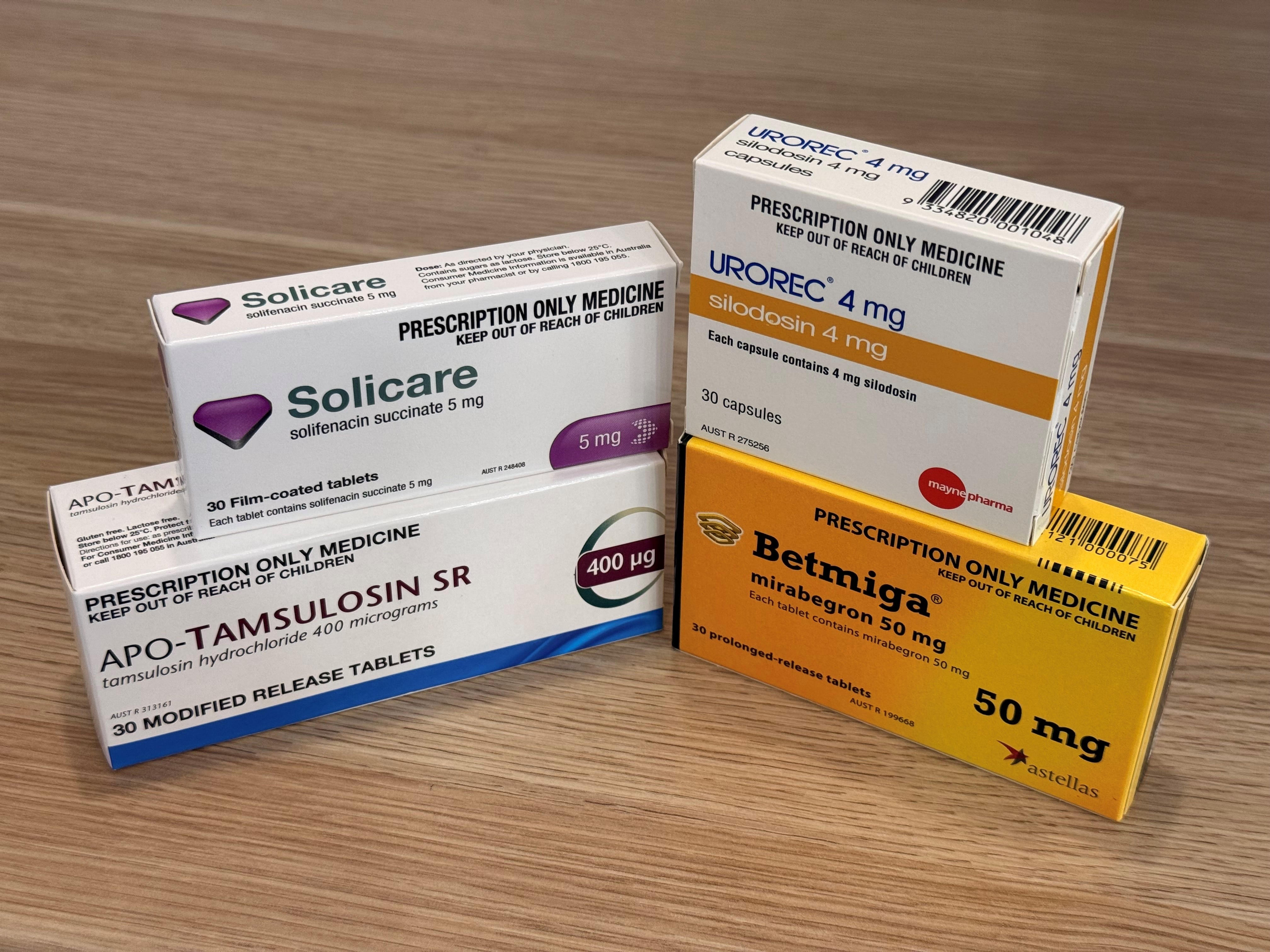 Four boxes of incontinence medicines