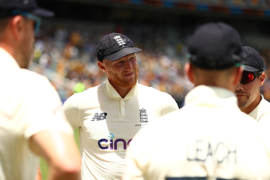 England captain Ben Stokes looking disappointed at the lunch break during day four of the First Test 