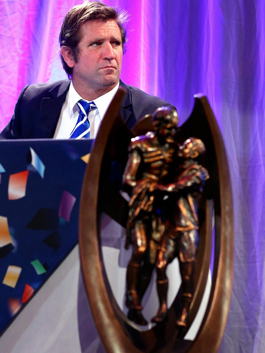 Des Hasler looks on during the 2012 NRL Grand Final breakfast.