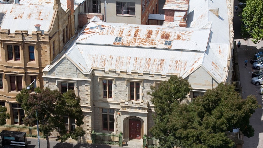 Aerial photograph of an old building at 36 Davey Street in Hobart