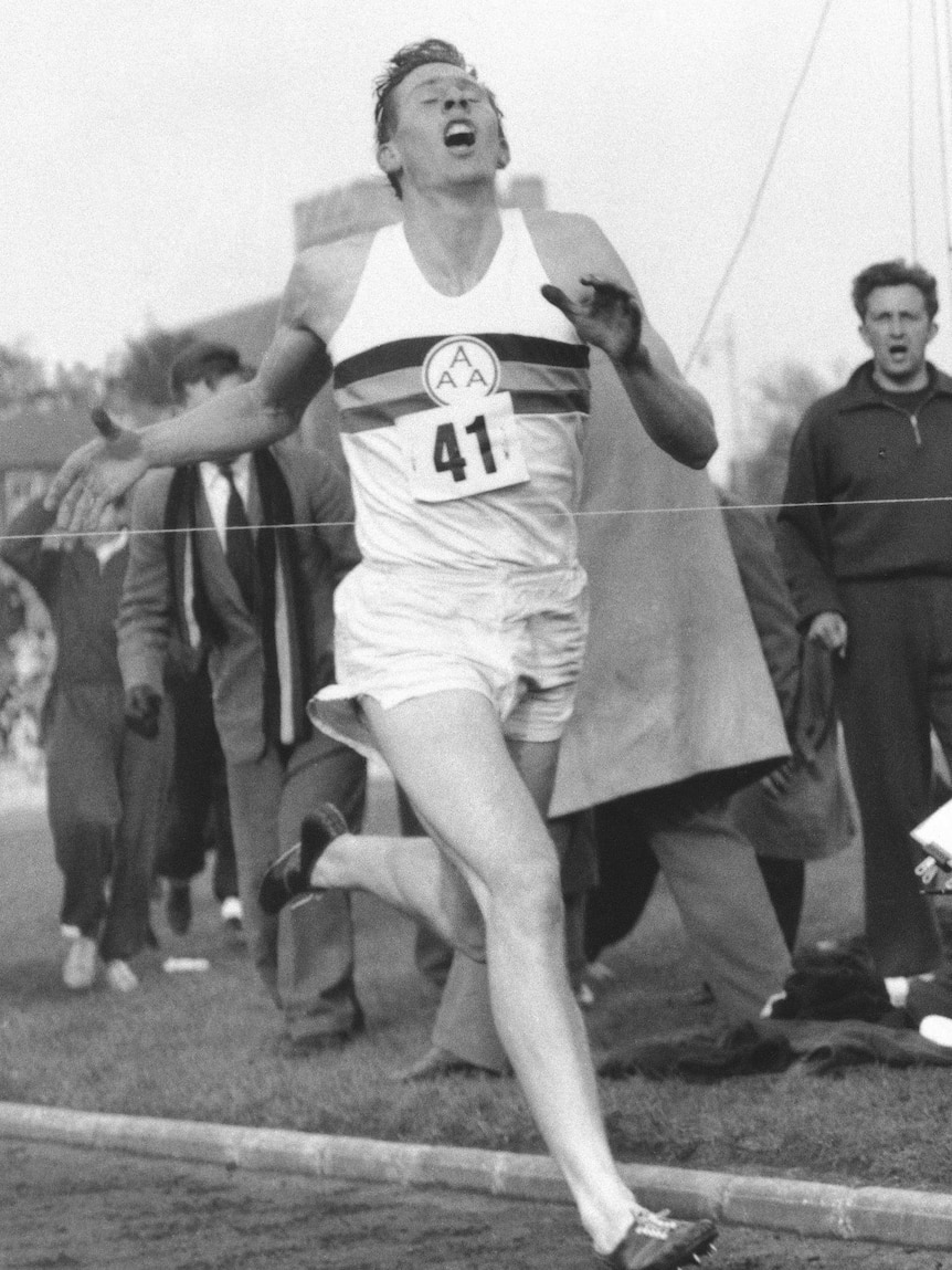 Roger Bannister running his sub-four minute mile