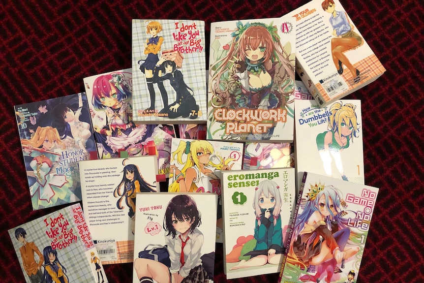 A collection of anime books