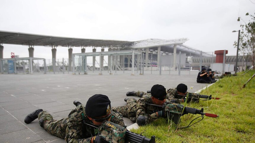 South Korean soldiers take part in an anti-terror drill