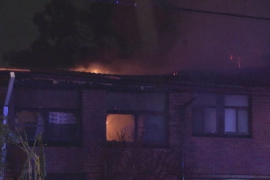 A fire burning at an Ermington unit block.