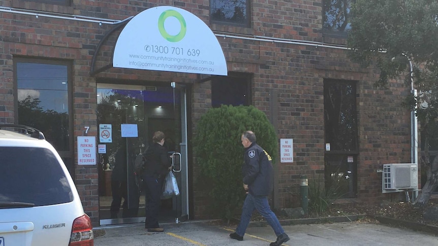 AFP Raid on vocational education centre in Spotswood.
