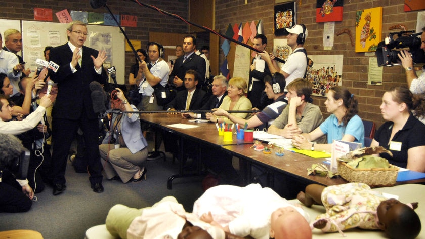 Kevin Rudd addresses childcare students