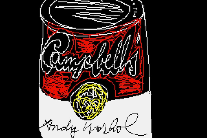 Campbell's (1985) is among newly-discovered digital works created by Andy Warhol on an Amiga computer in 1985.